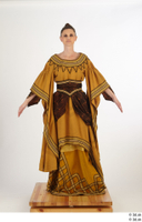  Photos Woman in Historical Dress 12 15th century Medieval Clothing a poses brown dress 0001.jpg